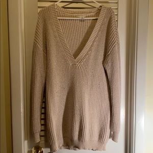 Cooperative V-neck tan sweater
